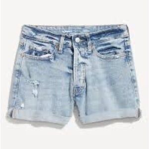OLD NAVY•OG straight high rise 3” ripped Jean denim shorts 8 NWT